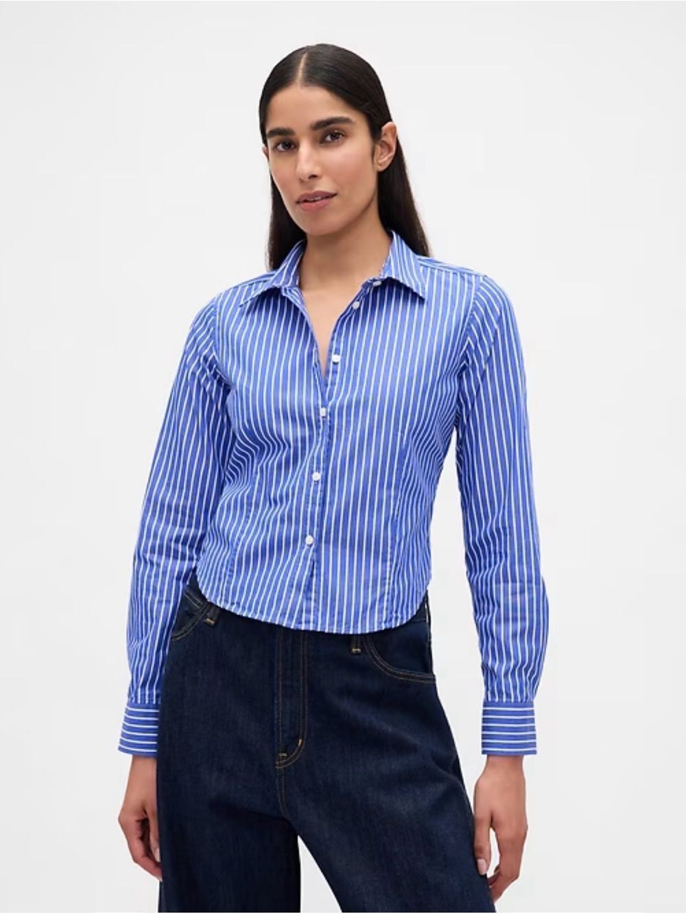 NWT GAP Striped Cropped Button-down Shirt